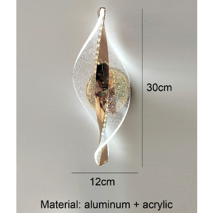 Applique murale décorative dorée en aluminium avec flocon de neige et éclairage LED pour couloir