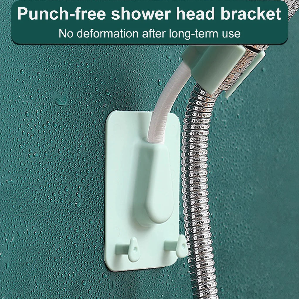 360° Shower Head Holder Adjustable Self-Adhesive Showerhead Bracket Wall Mount With 2 Hooks Stand SPA Bathroom Universal ABS 1pc