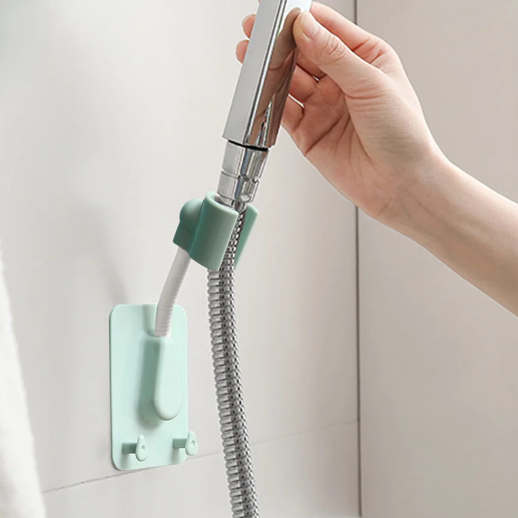 360° Shower Head Holder Adjustable Self-Adhesive Showerhead Bracket Wall Mount With 2 Hooks Stand SPA Bathroom Universal ABS 1pc