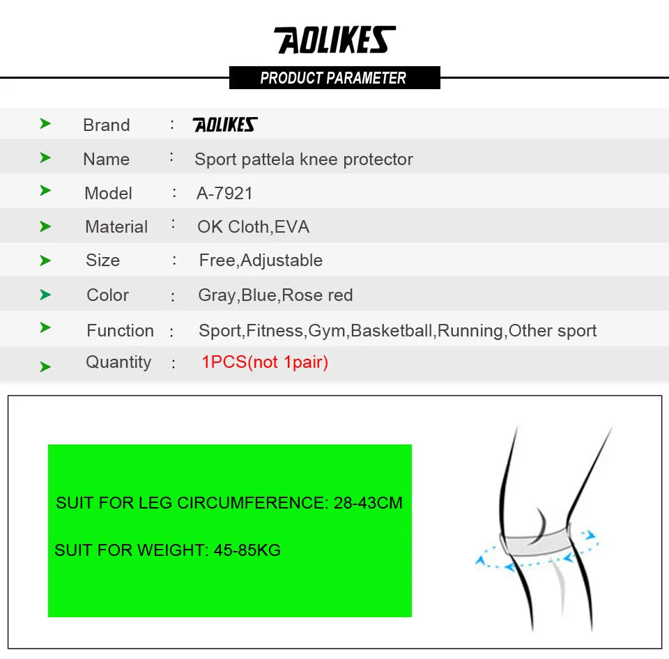 AOLIKES 1PCS Patella Tendon Knee Straps, Knee Brace Knee Support Patellar Stabilizer for Running Hiking Tennis Jumping Arthritis