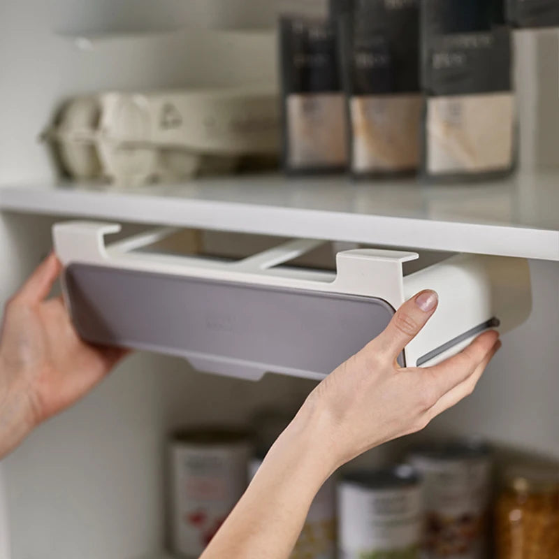 Estante de especias de cocina autoadhesivo para montar en la pared, debajo del estante, organizador de especias para botellas de condimentos, estante de almacenamiento de cocina