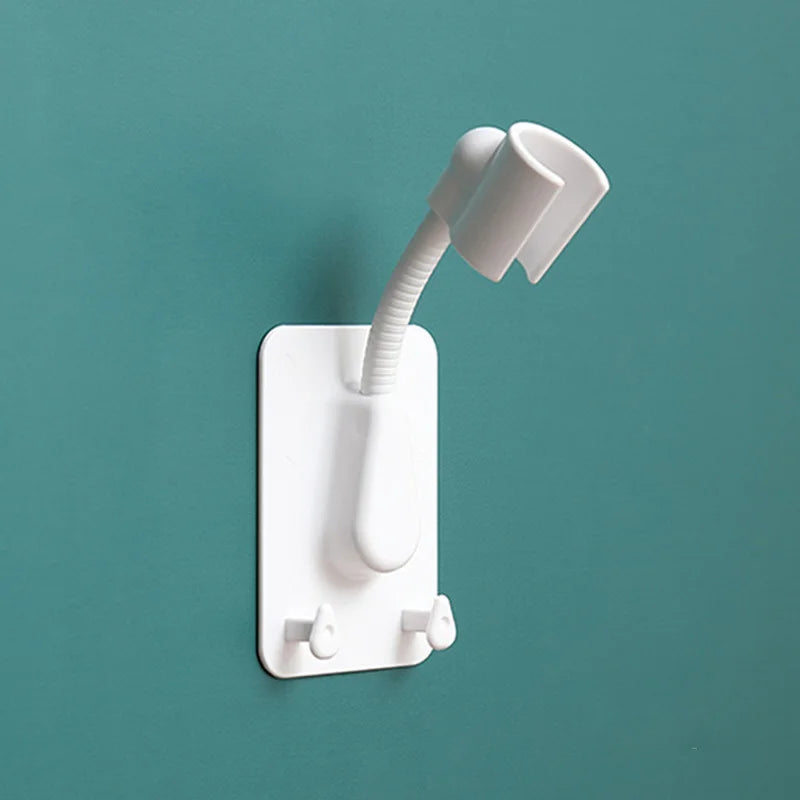 360° Shower Head Holder Adjustable Self-Adhesive Showerhead Bracket Wall Mount With 2 Hooks Stand SPA Bathroom Universal ABS 1pc