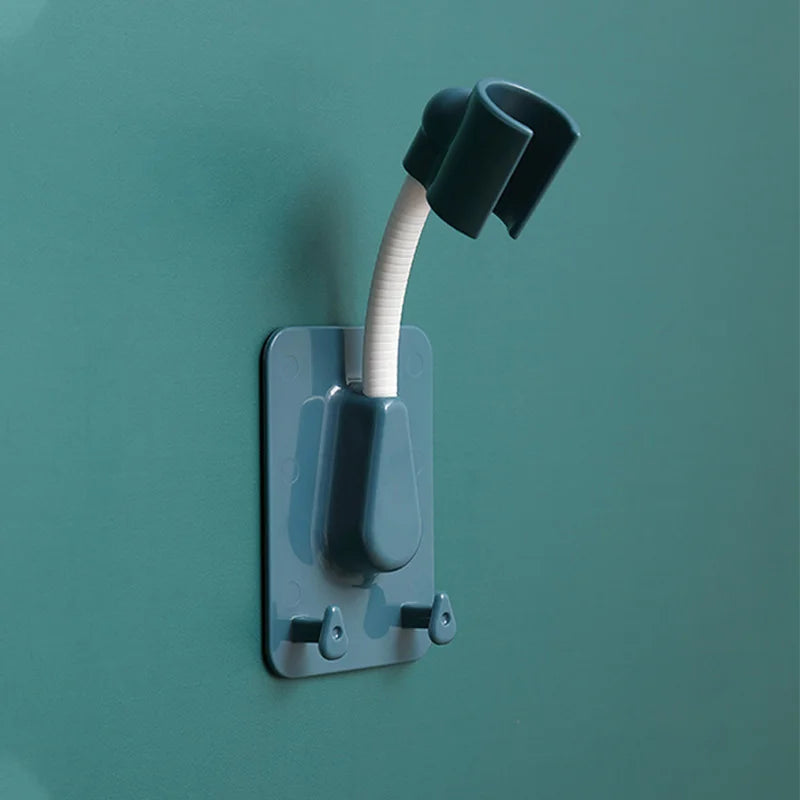 360° Shower Head Holder Adjustable Self-Adhesive Showerhead Bracket Wall Mount With 2 Hooks Stand SPA Bathroom Universal ABS 1pc