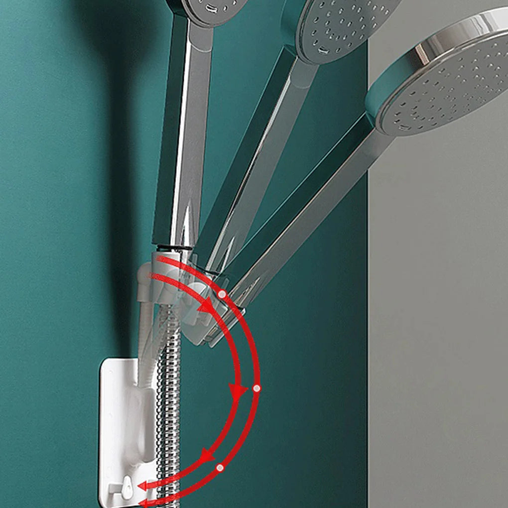 360° Shower Head Holder Adjustable Self-Adhesive Showerhead Bracket Wall Mount With 2 Hooks Stand SPA Bathroom Universal ABS 1pc