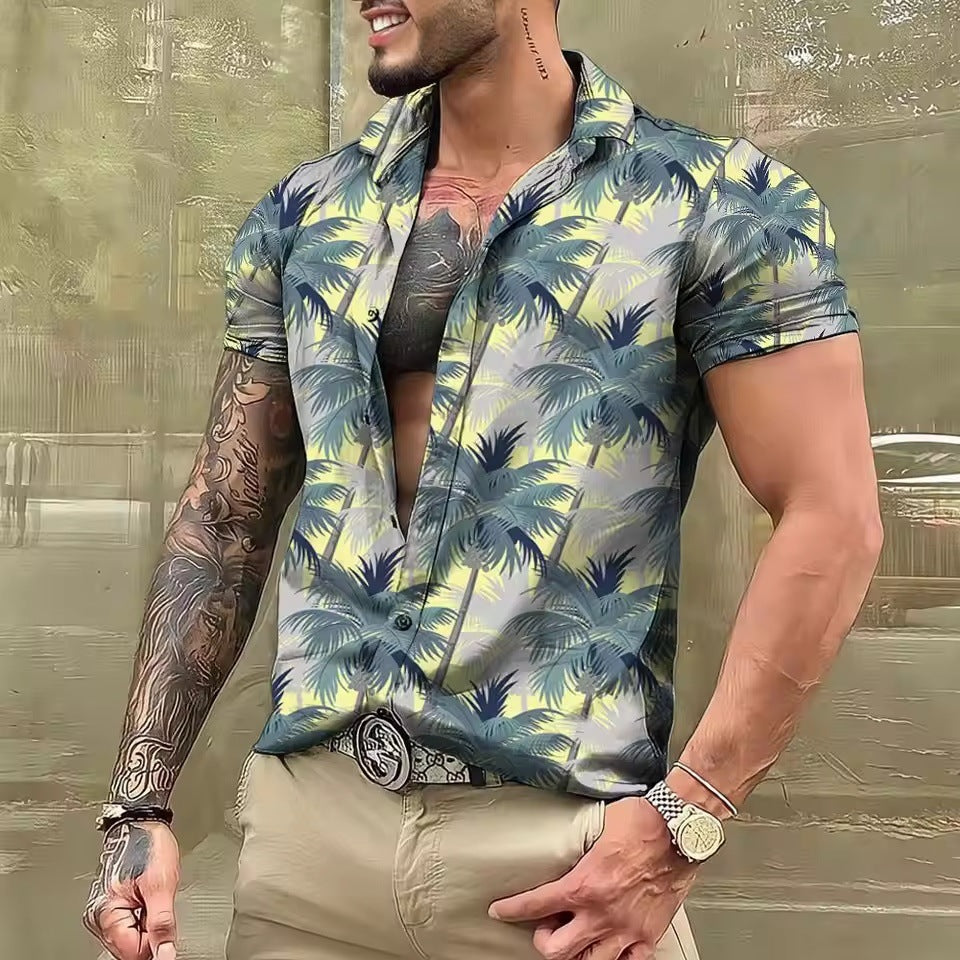 Chemise imprimée à manches courtes pour homme
