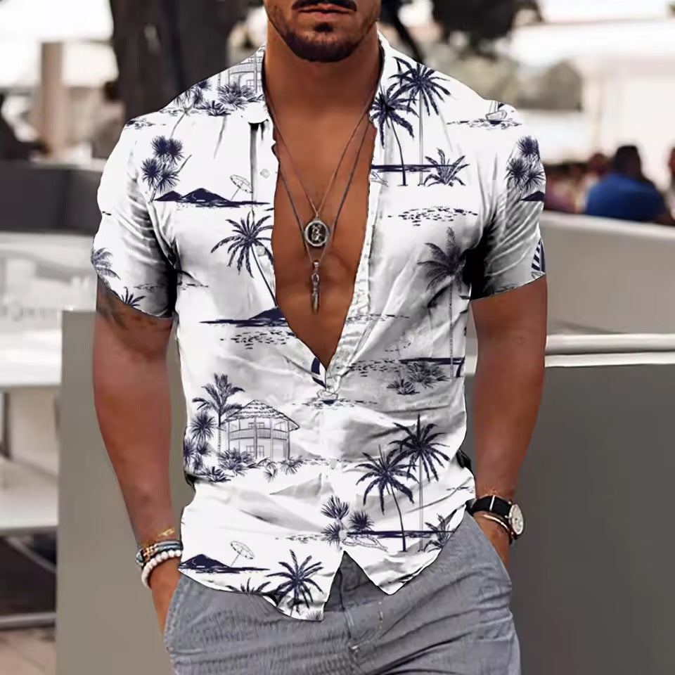 Chemise imprimée à manches courtes pour homme
