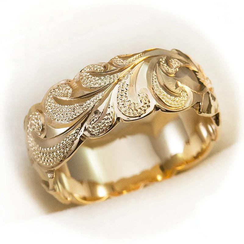 Flower Men's Ring Texture Spray Index Finger