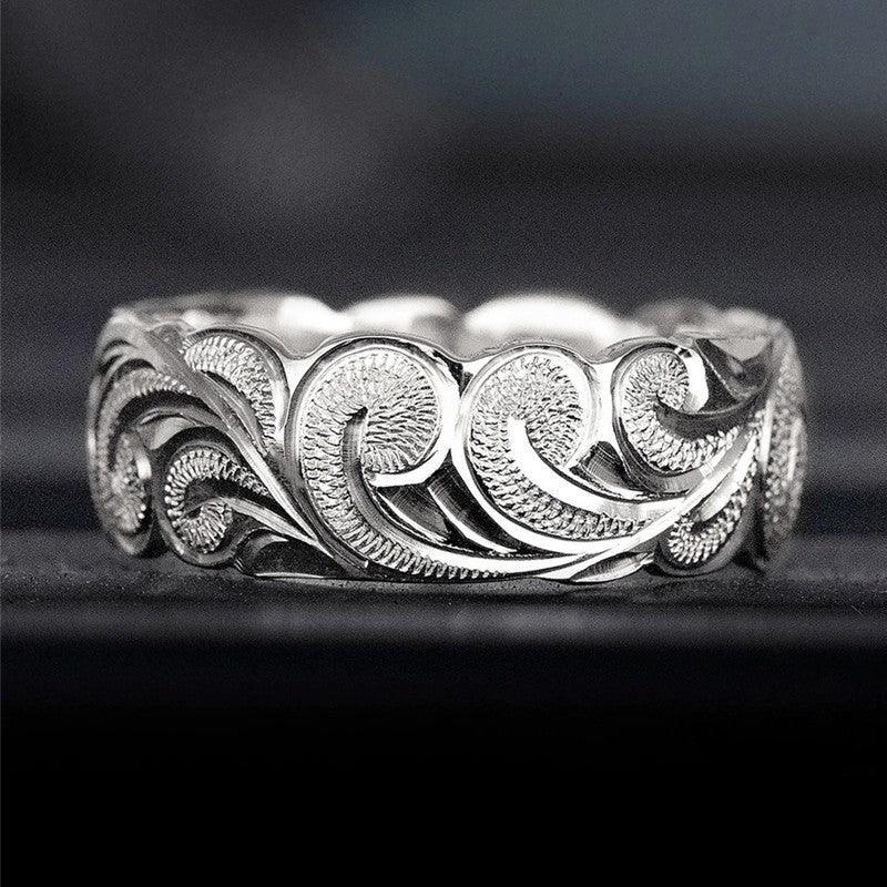Flower Men's Ring Texture Spray Index Finger