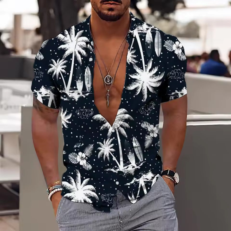 Chemise imprimée à manches courtes pour homme