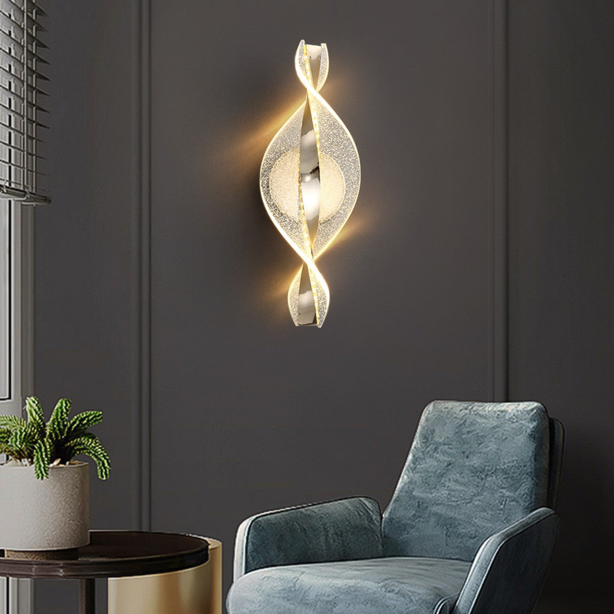 Applique murale décorative dorée en aluminium avec flocon de neige et éclairage LED pour couloir