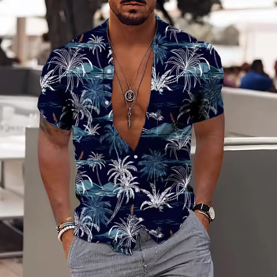 Chemise imprimée à manches courtes pour homme