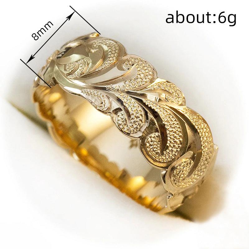 Flower Men's Ring Texture Spray Index Finger