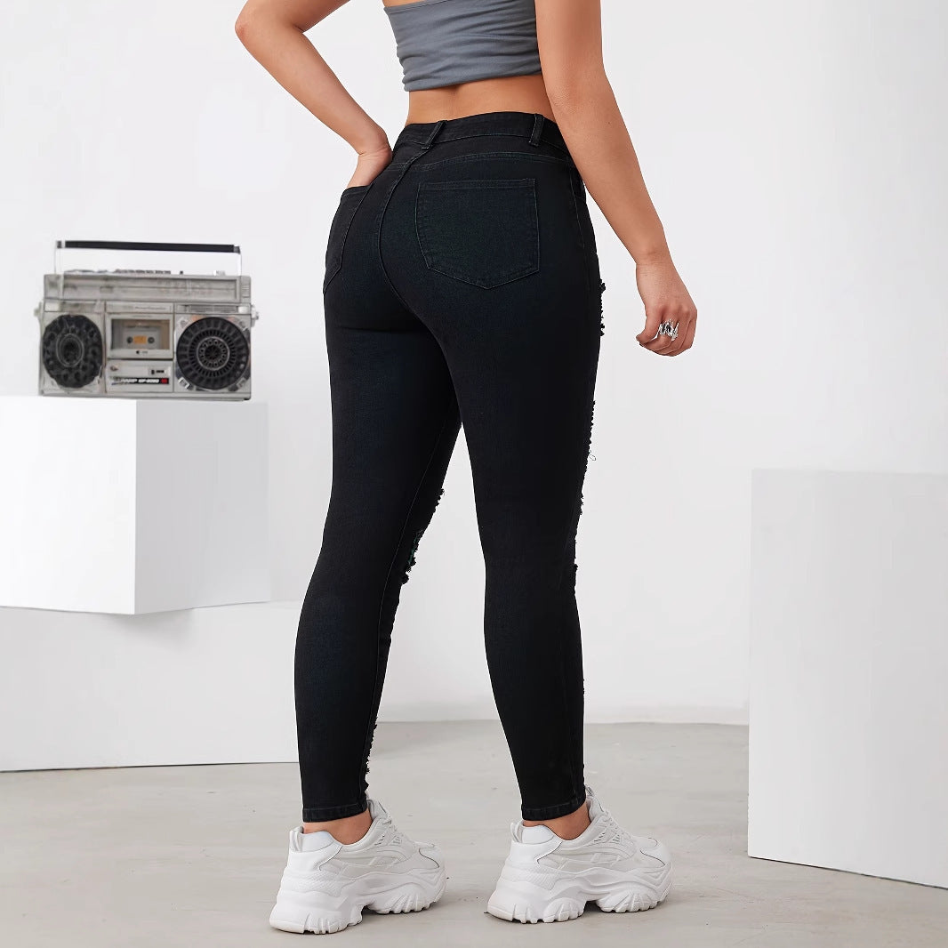 Pantalon crayon slim fit skinny hip-hop stretch pour femme