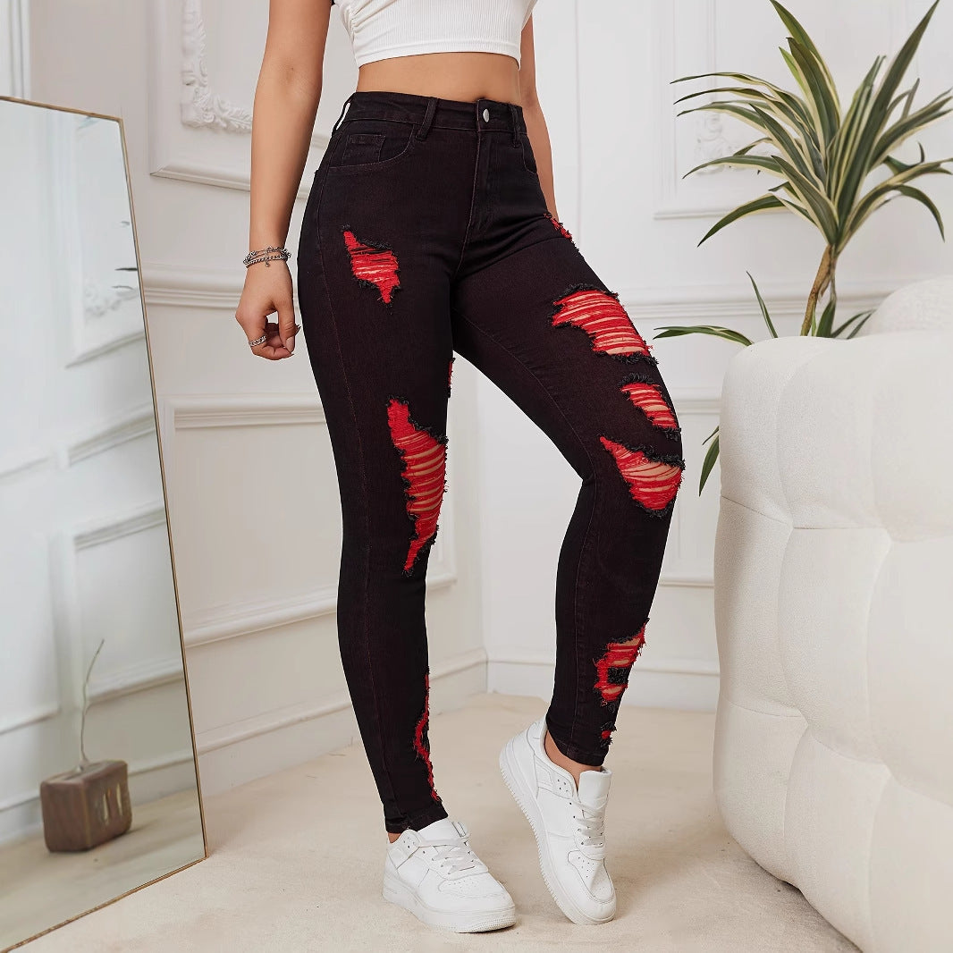 Pantalon crayon slim fit skinny hip-hop stretch pour femme