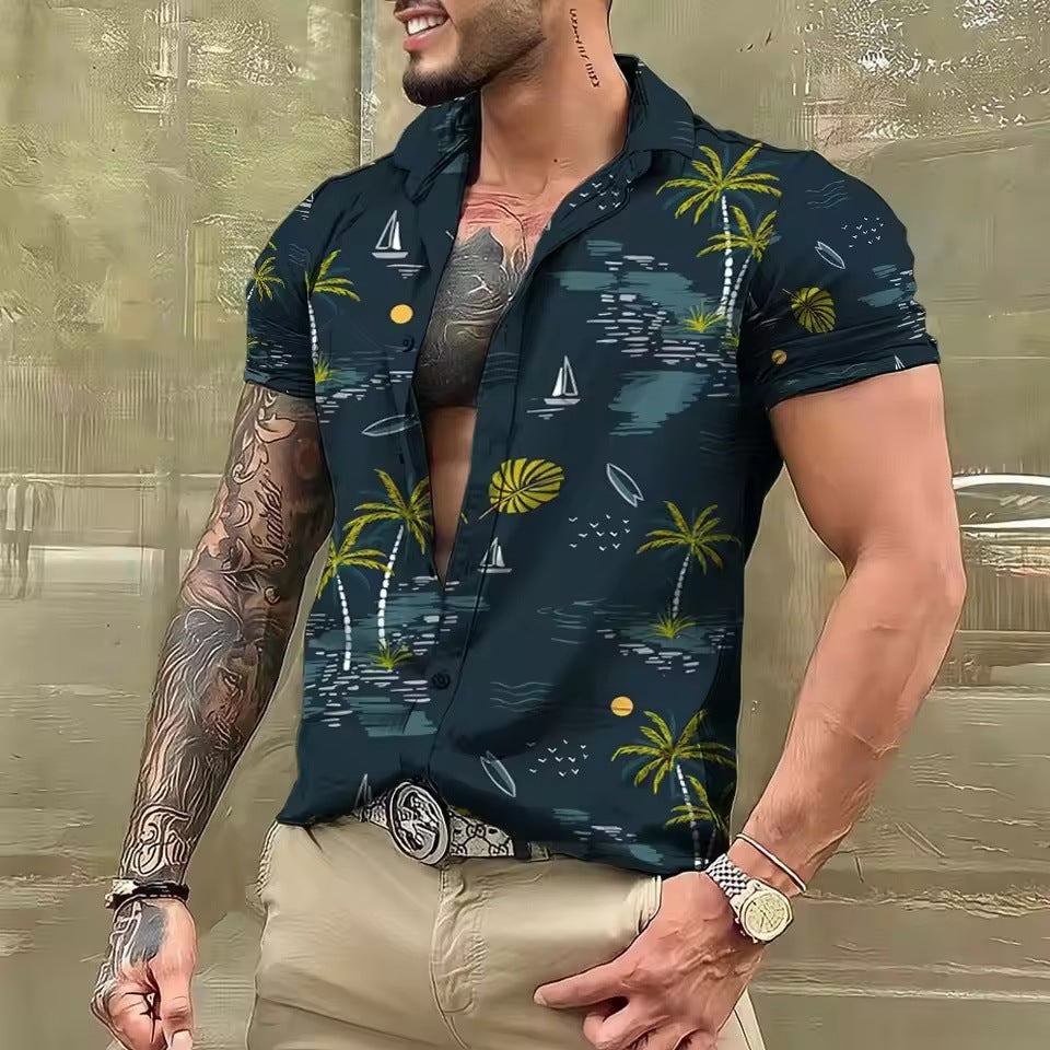 Chemise imprimée à manches courtes pour homme