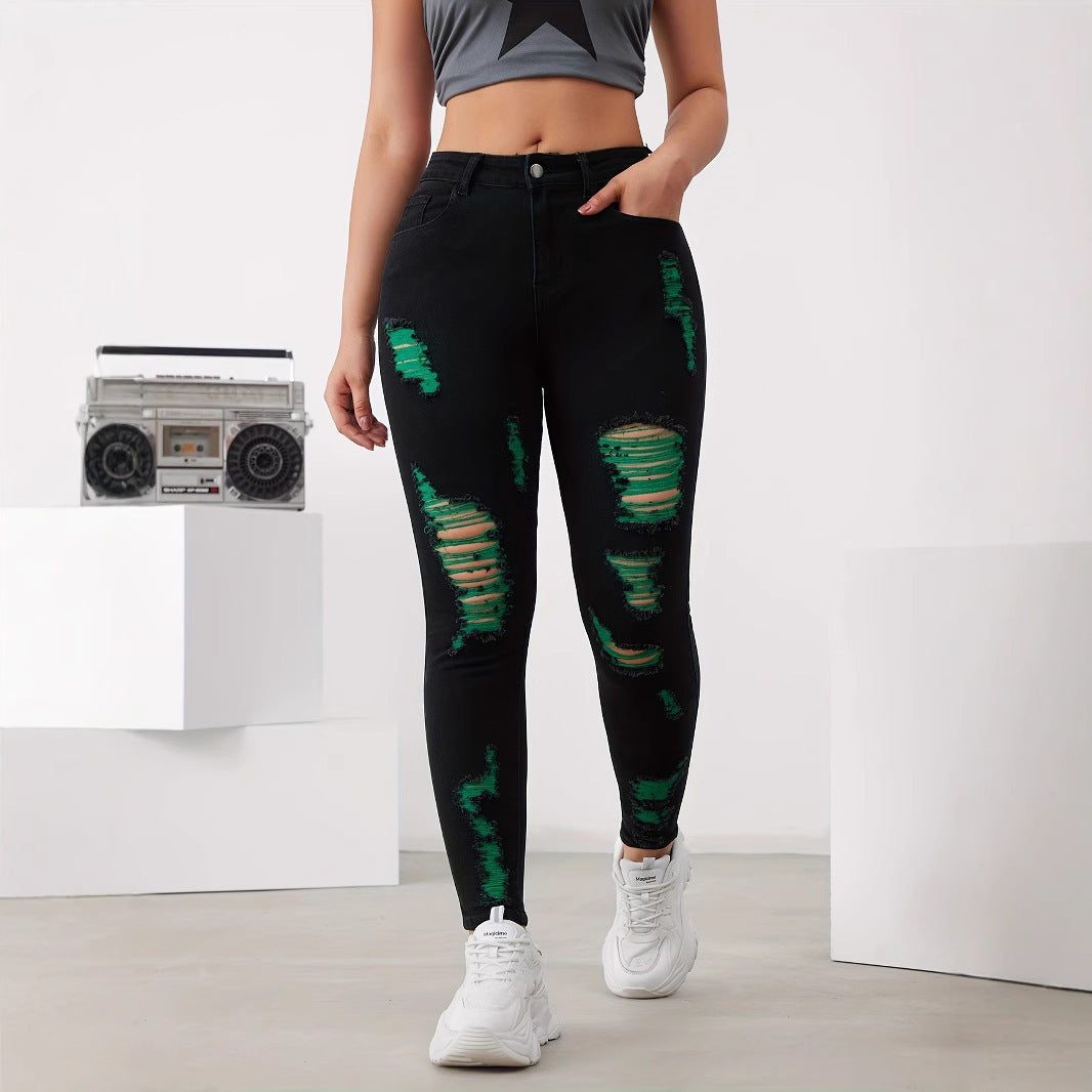 Pantalon crayon slim fit skinny hip-hop stretch pour femme