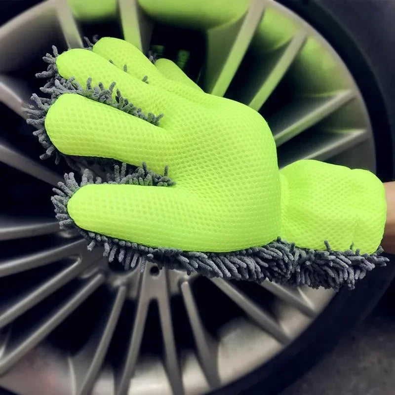 1/2 guantes de microfibra de lujo para lavado de autos, herramienta de limpieza para uso doméstico, cepillo de limpieza multifunción, guantes de lavado para detalles.