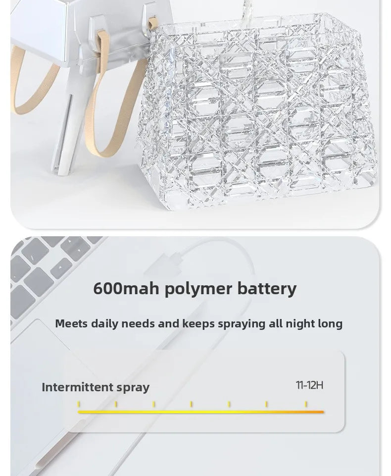 Crystal Bag Air Humidifier 300ML USB Rechargeable Aroma Diffuser Essential Oils Color Lights Mist Sprayer for Home Bedroom Gift