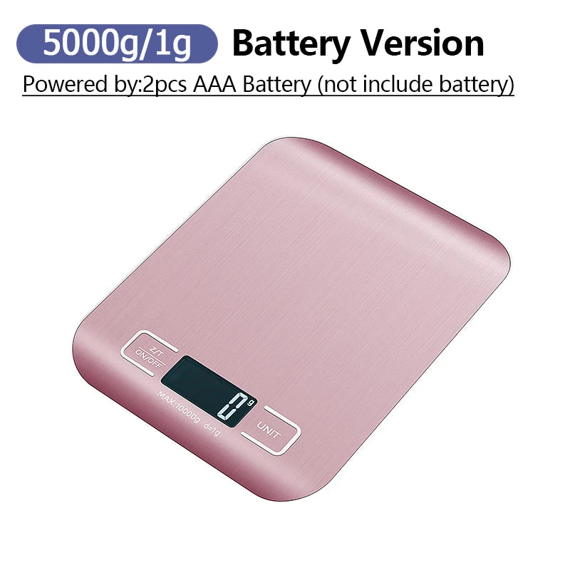 Báscula de cocina digital de 5 kg/10 kg con pantalla LCD, báscula electrónica de acero inoxidable, para el hogar, joyería, alimentos, aperitivos, herramientas para hornear