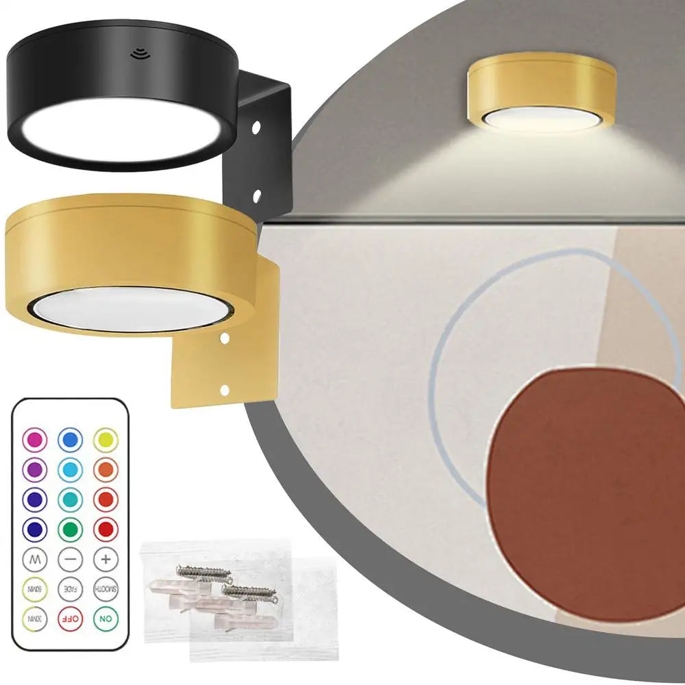 Magnetic LED Wall Light Night Dimmable Magnetic Picture Lights 360° Rotation Touch Remote Control Cabinet Spotlight Night Lamp