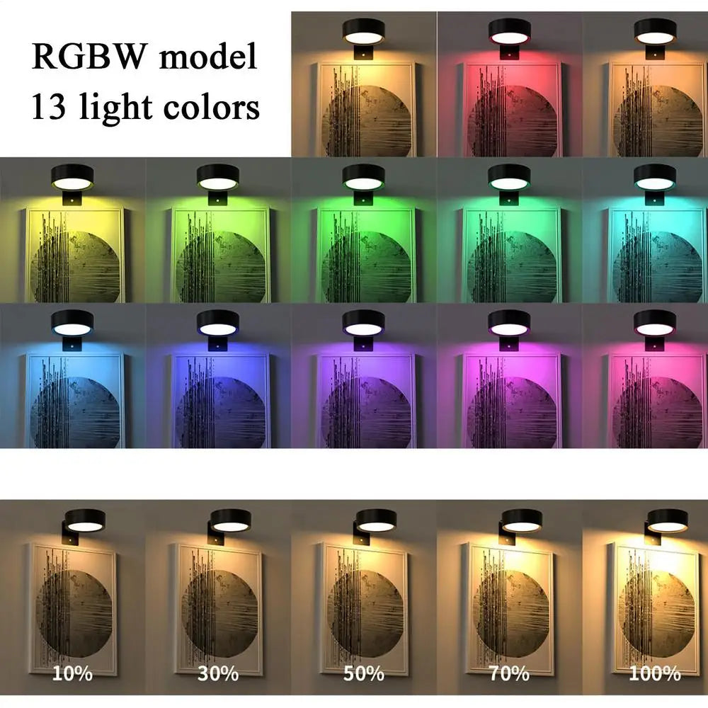Magnetic LED Wall Light Night Dimmable Magnetic Picture Lights 360° Rotation Touch Remote Control Cabinet Spotlight Night Lamp