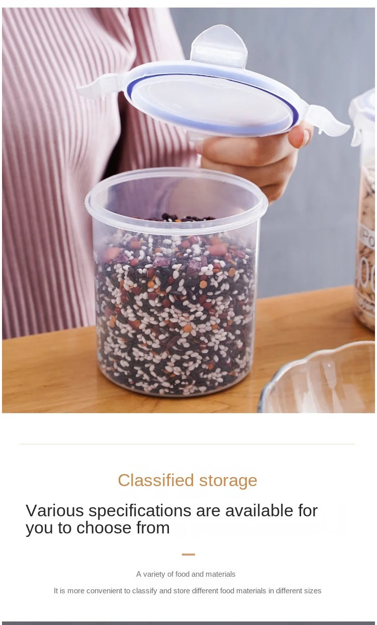 Tanque sellado de plástico de gran capacidad, cajón para verduras, cocina, organizador de almacenamiento de granos con báscula, caja sellada, frasco transparente, contenedor de especias