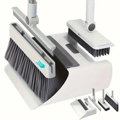 New 4 in 1 Broom Combo Set with Dustpan Squeegee Floor Brush Multi Purpose Cleaning Tool for Home and Commercial Use