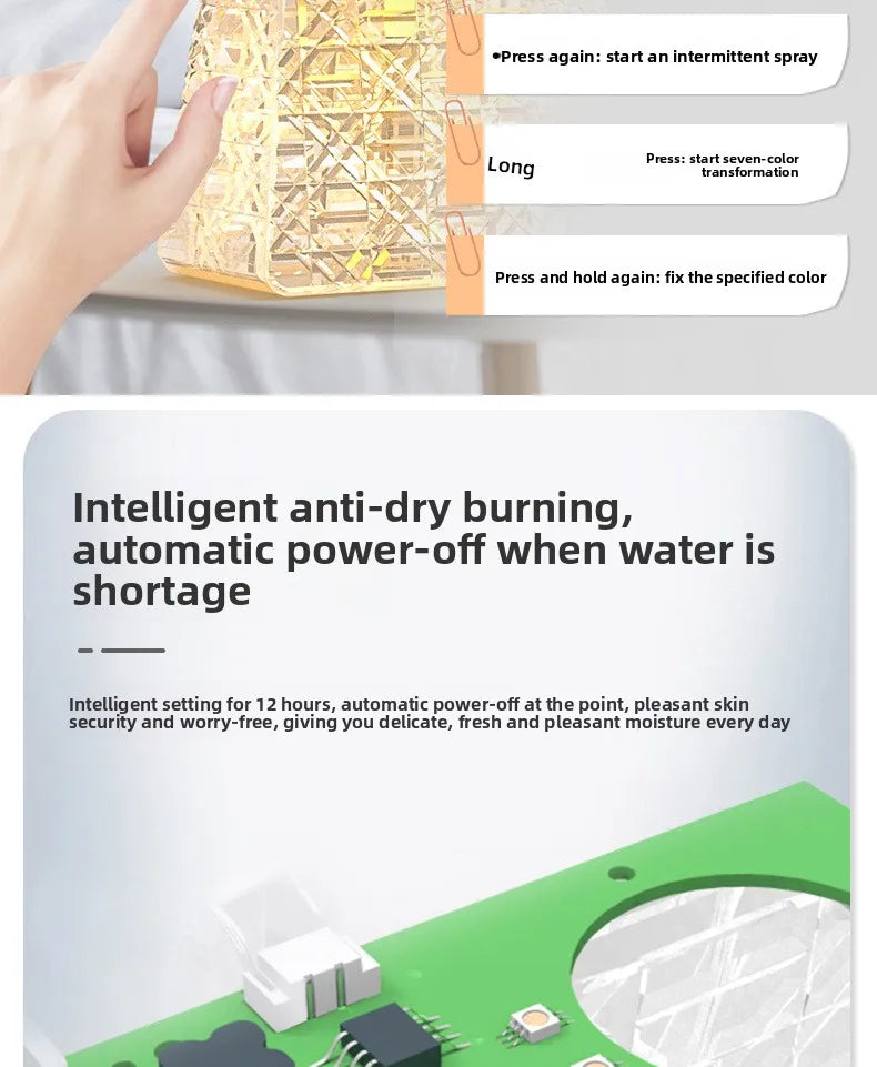 Crystal Bag Air Humidifier 300ML USB Rechargeable Aroma Diffuser Essential Oils Color Lights Mist Sprayer for Home Bedroom Gift
