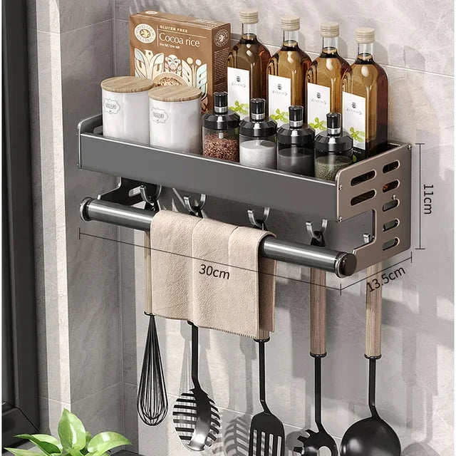 Estante de especias de cocina de pared, estante para condimentos, estante multifuncional para utensilios domésticos, organizadores colgantes de cocina
