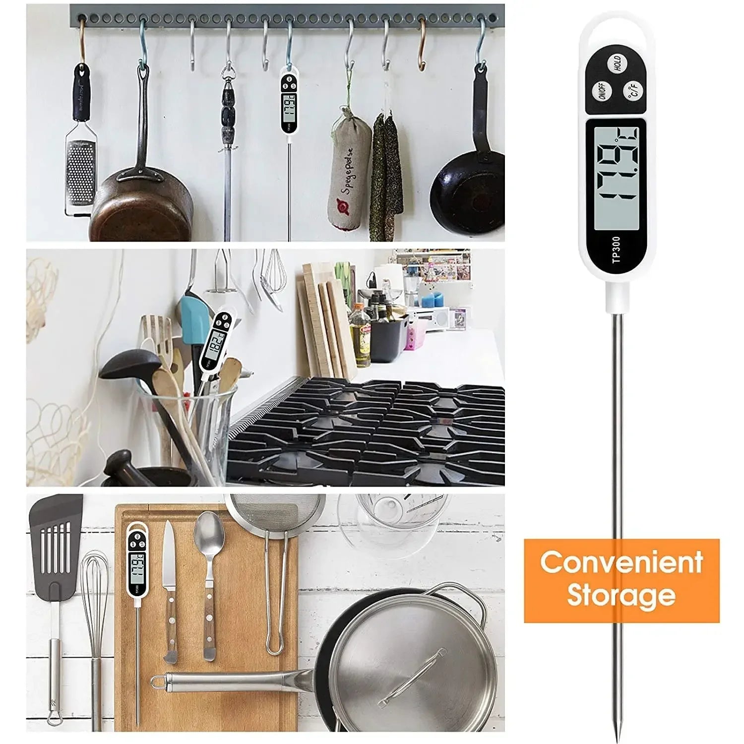 Digital Kitchen Thermometer Digital Temperature MeasuringTool for Meat Electronic Food Thermometer LCD Display Food Thermometer