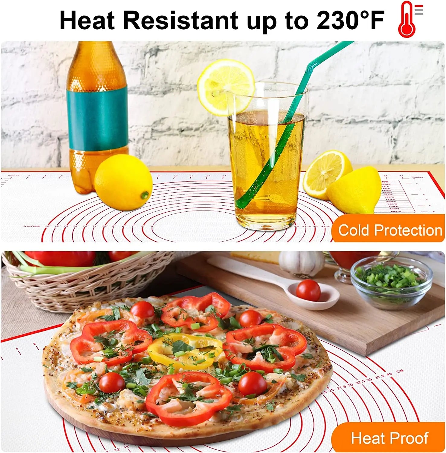 BUYYES 1PCS Tapis de cuisson en silicone Tapis de pétrissage Tapis de pâte Pizza Gâteau Pâte Maker Cuisine Cuisson Grill Antiadhésif Gadgets Ustensiles de cuisson