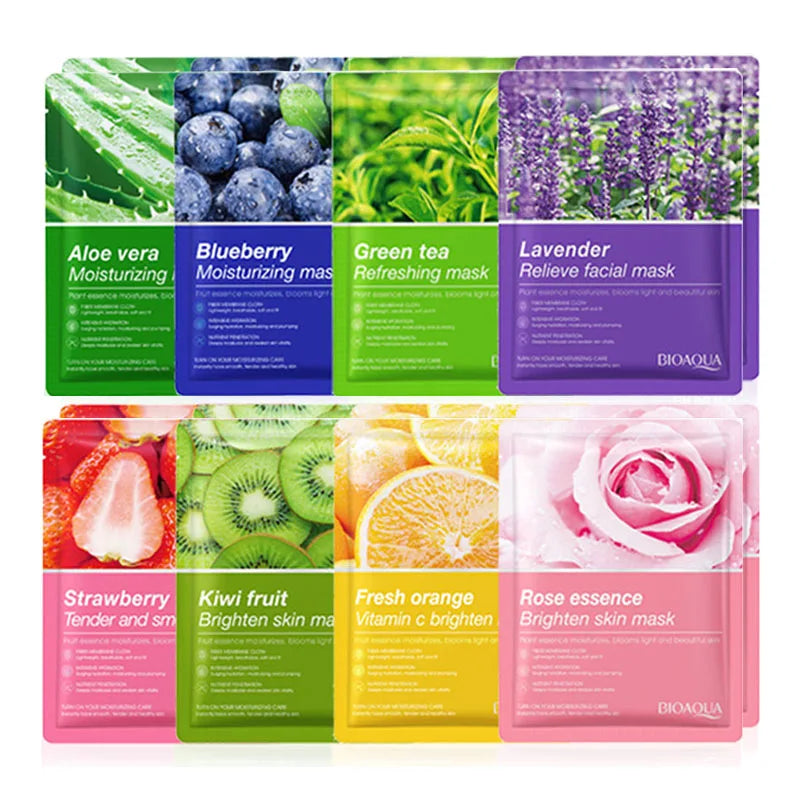 Lot de 8 masques naturels à base de plantes, soins de beauté, hydratants, raffermissants, cosmétiques coréens