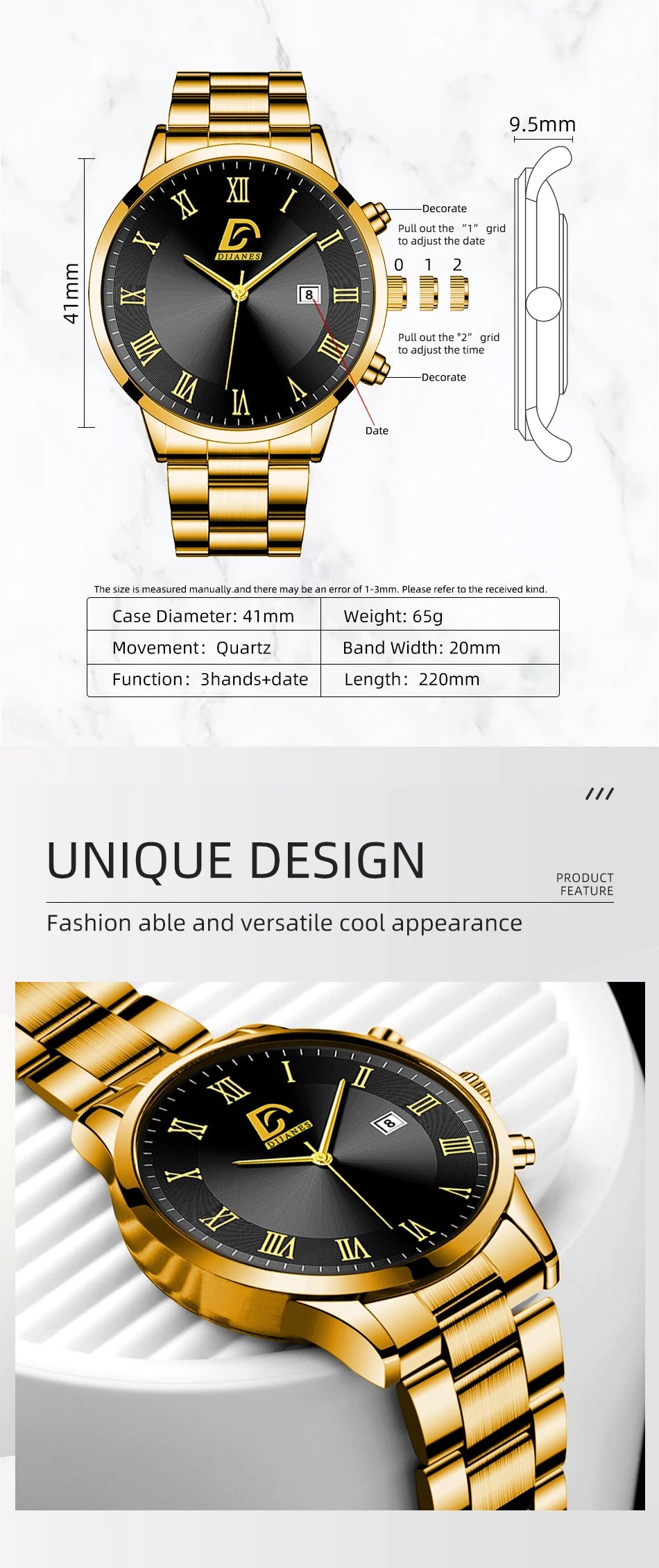 Montres à quartz minimalistes pour hommes, montre-bracelet de luxe en or, montre-bracelet pour hommes, montre-bracelet décontractée avec calendrier
