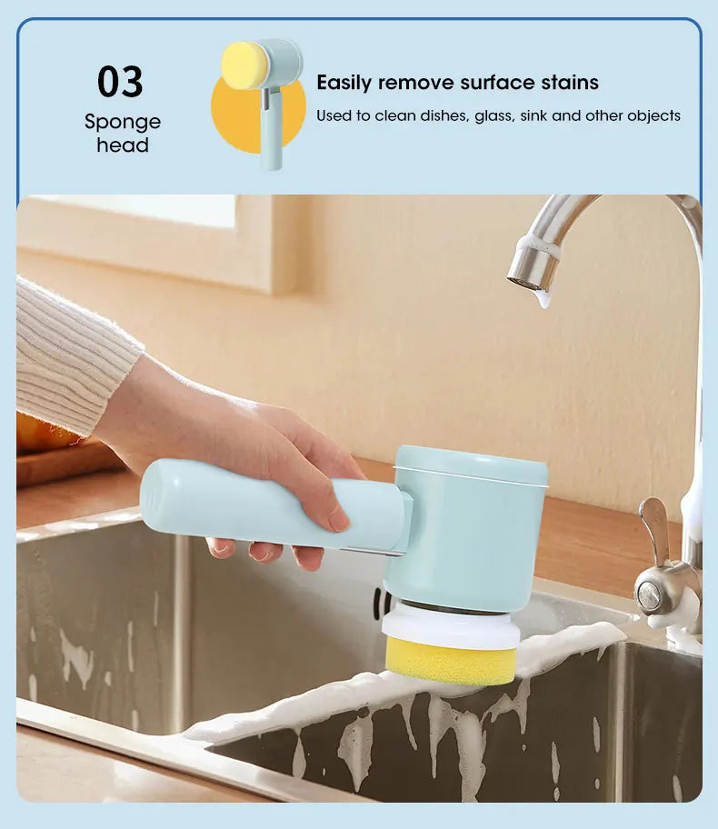 Electric Spin Scrubber, Bathroom Cordless Cleaning Brush Power Scrubber with 5 Replaceable Brush Heads, Electric Cleaning Brush
