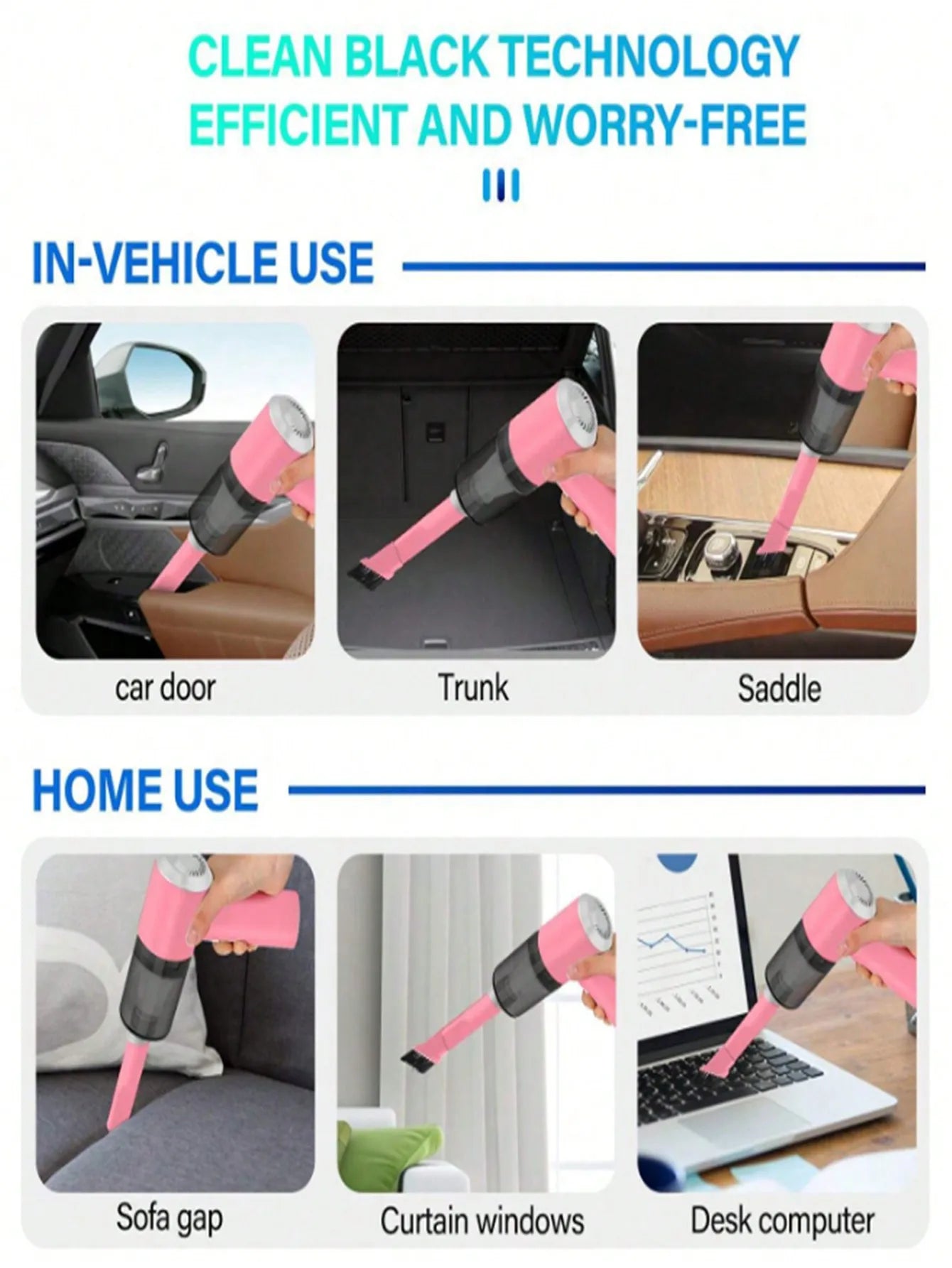 Aspiradora 3 en 1 con succión y soplado integrados, aspiradora combinada con carga USB, aspiradora pequeña para coche y hogar.