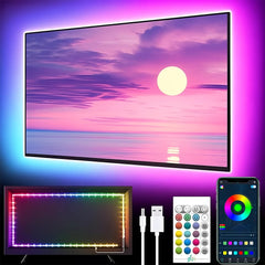 GIPOYENT TV LED Backlight Light Strip Bluetooth APP Control Music Sync RGB Color Changi Backlight For TV 32-60 Inch 3M-10M