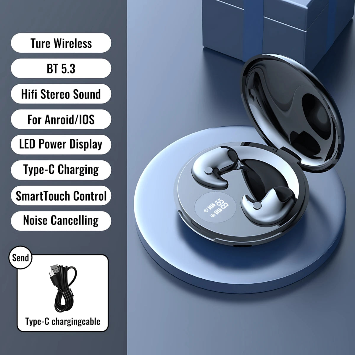 B13 Bluetooth Sleep Earphones Wireless Headset 5.3 With Comfortable Wearing Touch Control Headphone Earbuds For All Mobile Phone