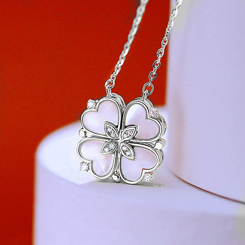 Collier pendentif magnétique Love pour femme, collier trèfle en forme de cœur, pendentif porte-bonheur 4 en 1, bijoux cadeau