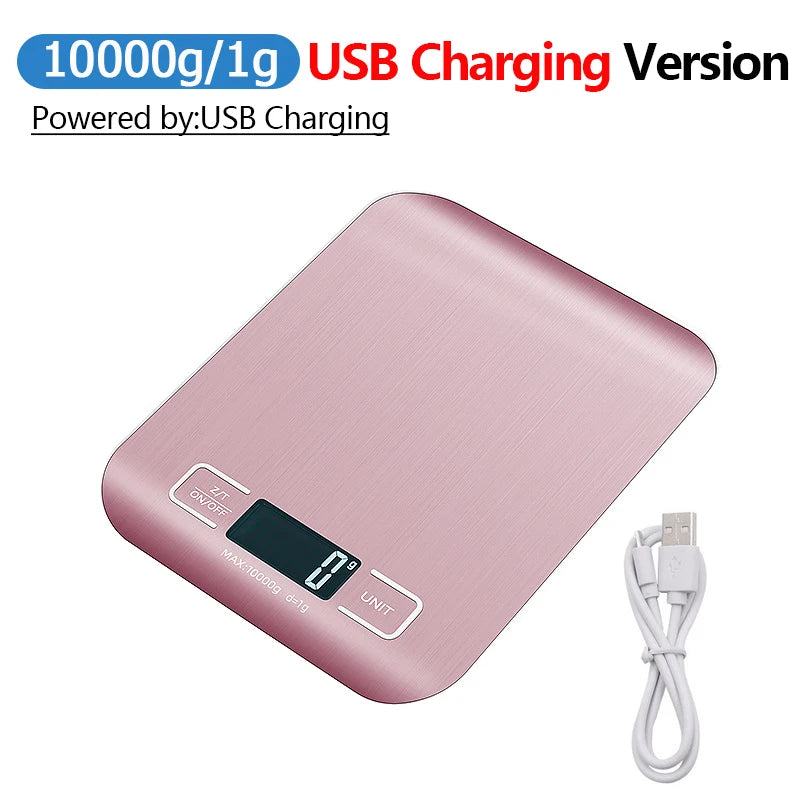 Báscula de cocina digital de 5 kg/10 kg con pantalla LCD, báscula electrónica de acero inoxidable, para el hogar, joyería, alimentos, aperitivos, herramientas para hornear