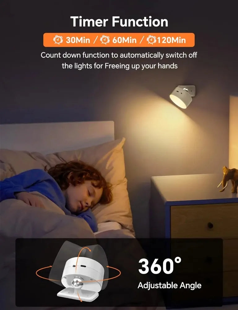 Magnetic LED Wall Light Night Dimmable Magnetic Picture Lights 360° Rotation Touch Remote Control Cabinet Spotlight Night Lamp