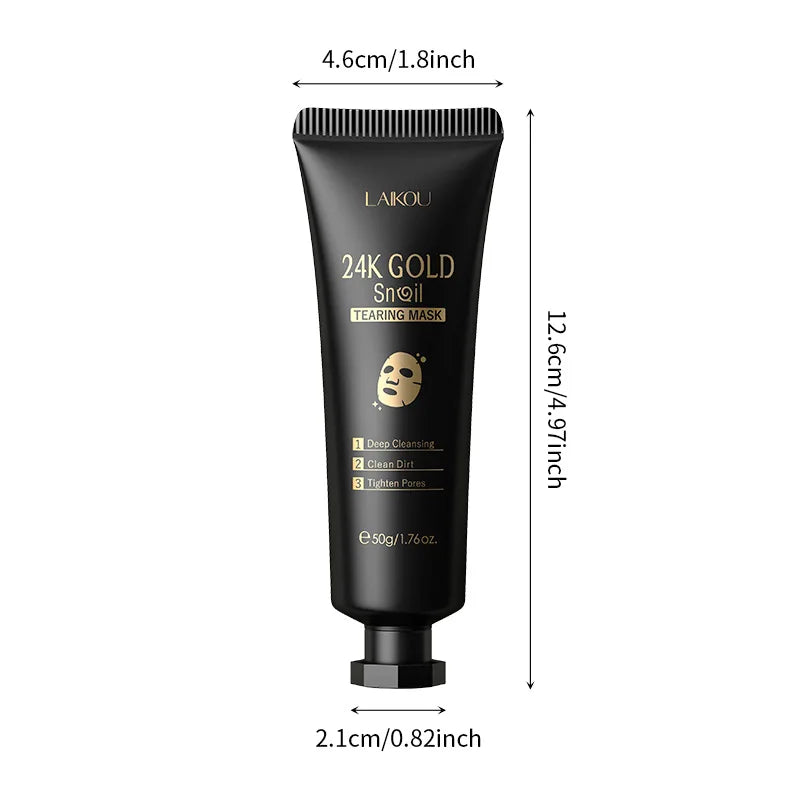 Masque LAIKOU 24K Gold SNAIL TEARING, nettoyant en profondeur, élimine les points noirs, soin du visage, 50 g