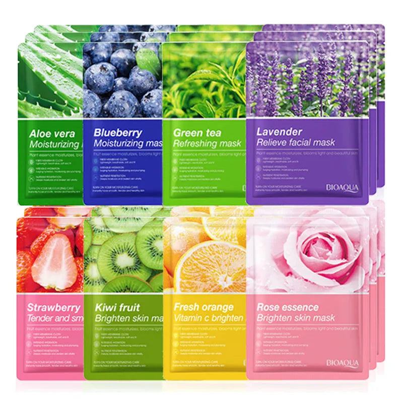 Lot de 8 masques naturels à base de plantes, soins de beauté, hydratants, raffermissants, cosmétiques coréens