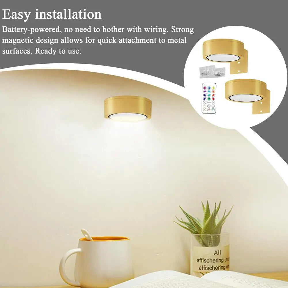 Magnetic LED Wall Light Night Dimmable Magnetic Picture Lights 360° Rotation Touch Remote Control Cabinet Spotlight Night Lamp