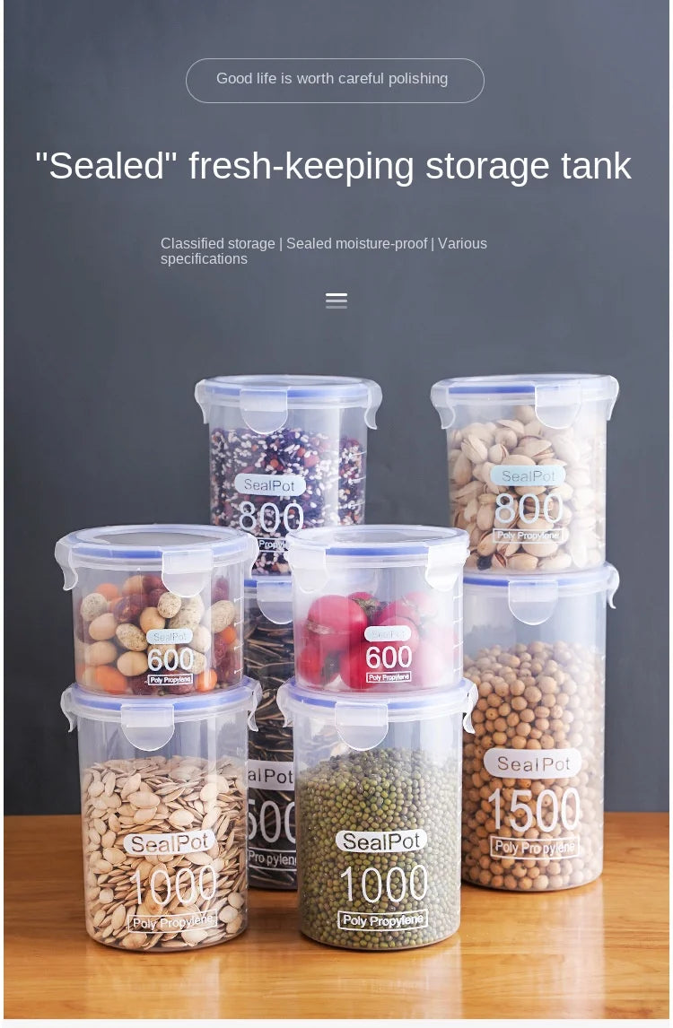 Tanque sellado de plástico de gran capacidad, cajón para verduras, cocina, organizador de almacenamiento de granos con báscula, caja sellada, frasco transparente, contenedor de especias