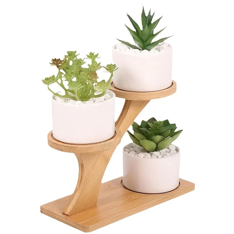 Estante de bambú de 2 niveles para el hogar y la oficina, diseño compacto, perfecto para escritorios y balcones.
