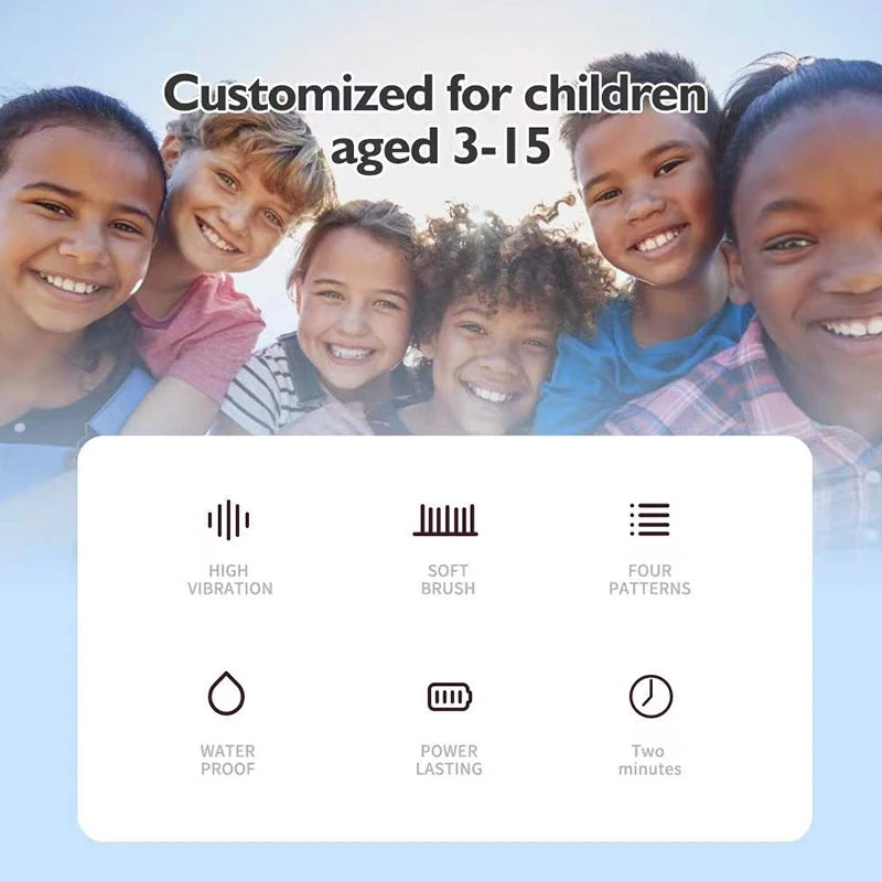 Children's Electric Toothbrush with 5 Replacement Heads Kids Cartoon Ultrasonic Sonic Battery Tooth Brushes Electric Toothbrush