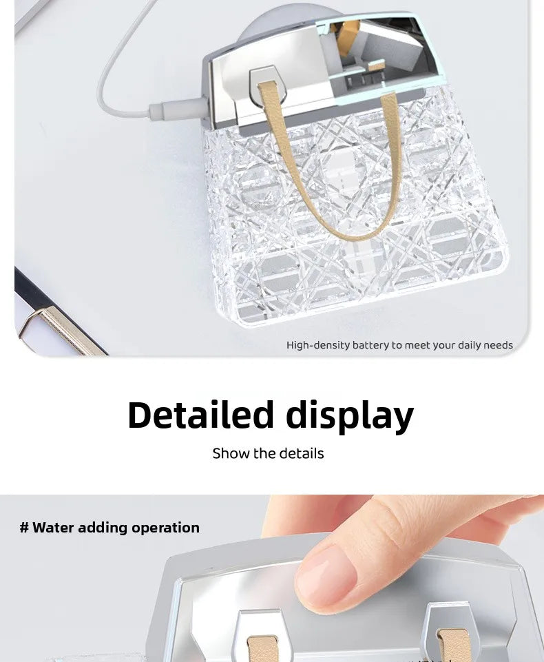 Crystal Bag Air Humidifier 300ML USB Rechargeable Aroma Diffuser Essential Oils Color Lights Mist Sprayer for Home Bedroom Gift