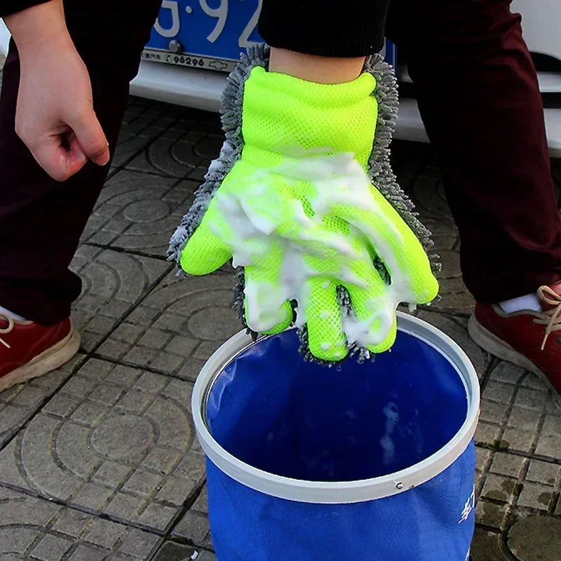 1/2 guantes de microfibra de lujo para lavado de autos, herramienta de limpieza para uso doméstico, cepillo de limpieza multifunción, guantes de lavado para detalles.