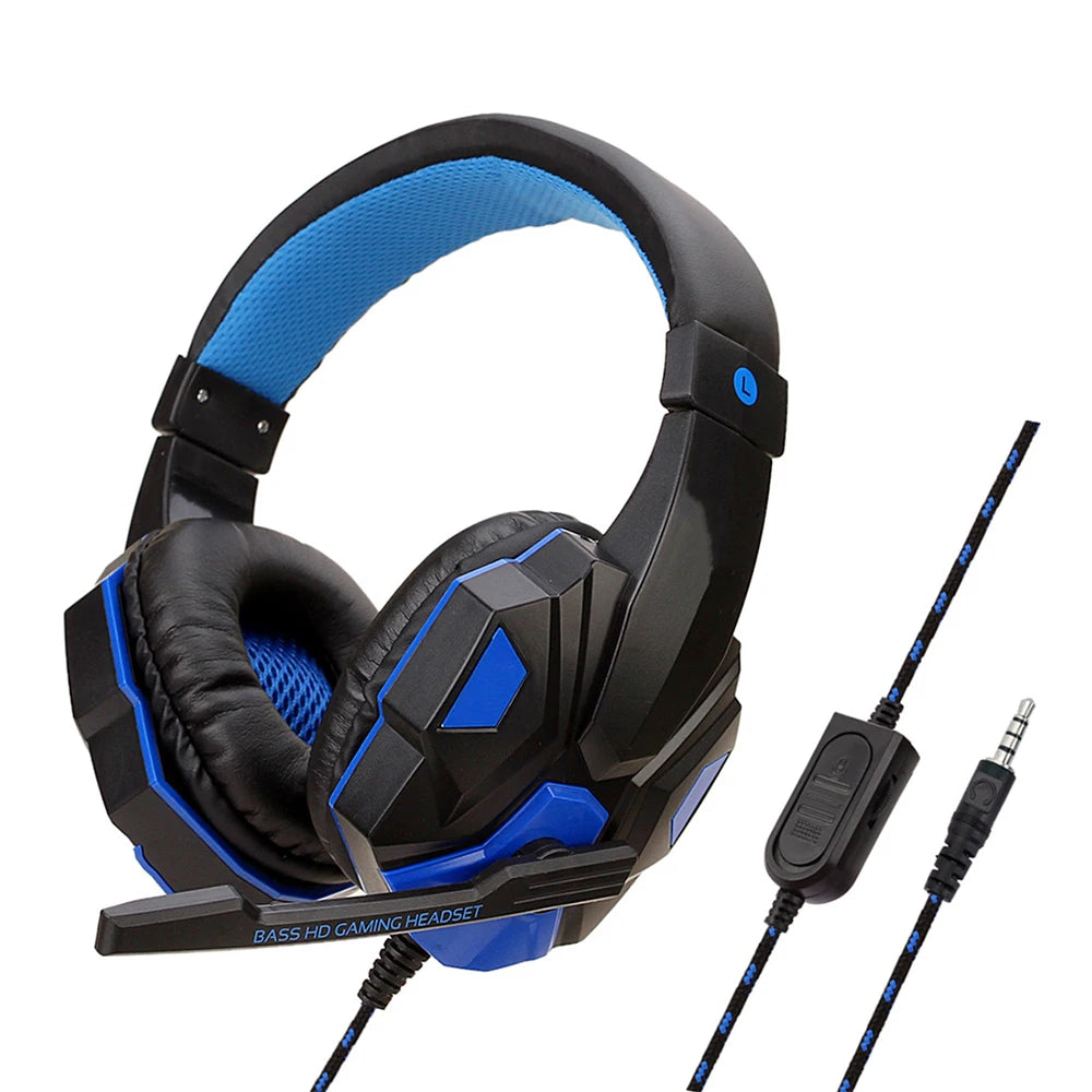 Auriculares para juegos con luz LED, micrófono, estéreo, graves profundos, para PC, portátil, PS4, Xbox