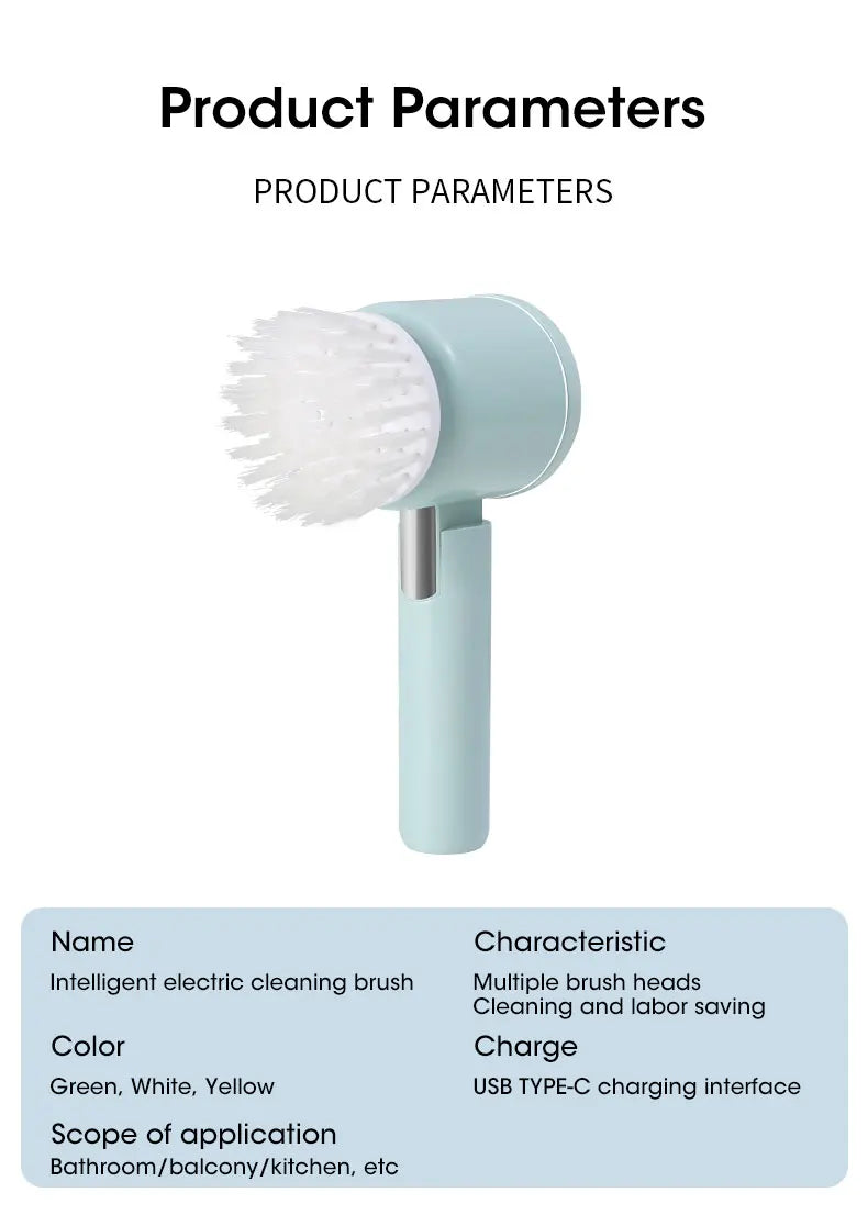 Electric Spin Scrubber, Bathroom Cordless Cleaning Brush Power Scrubber with 5 Replaceable Brush Heads, Electric Cleaning Brush